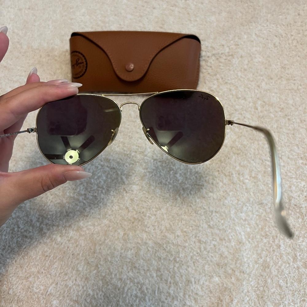 Ray-Ban Rb3025 Custom Large Aviators W/ Green Fla… - image 2